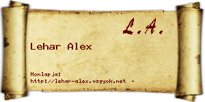 Lehar Alex névjegykártya
